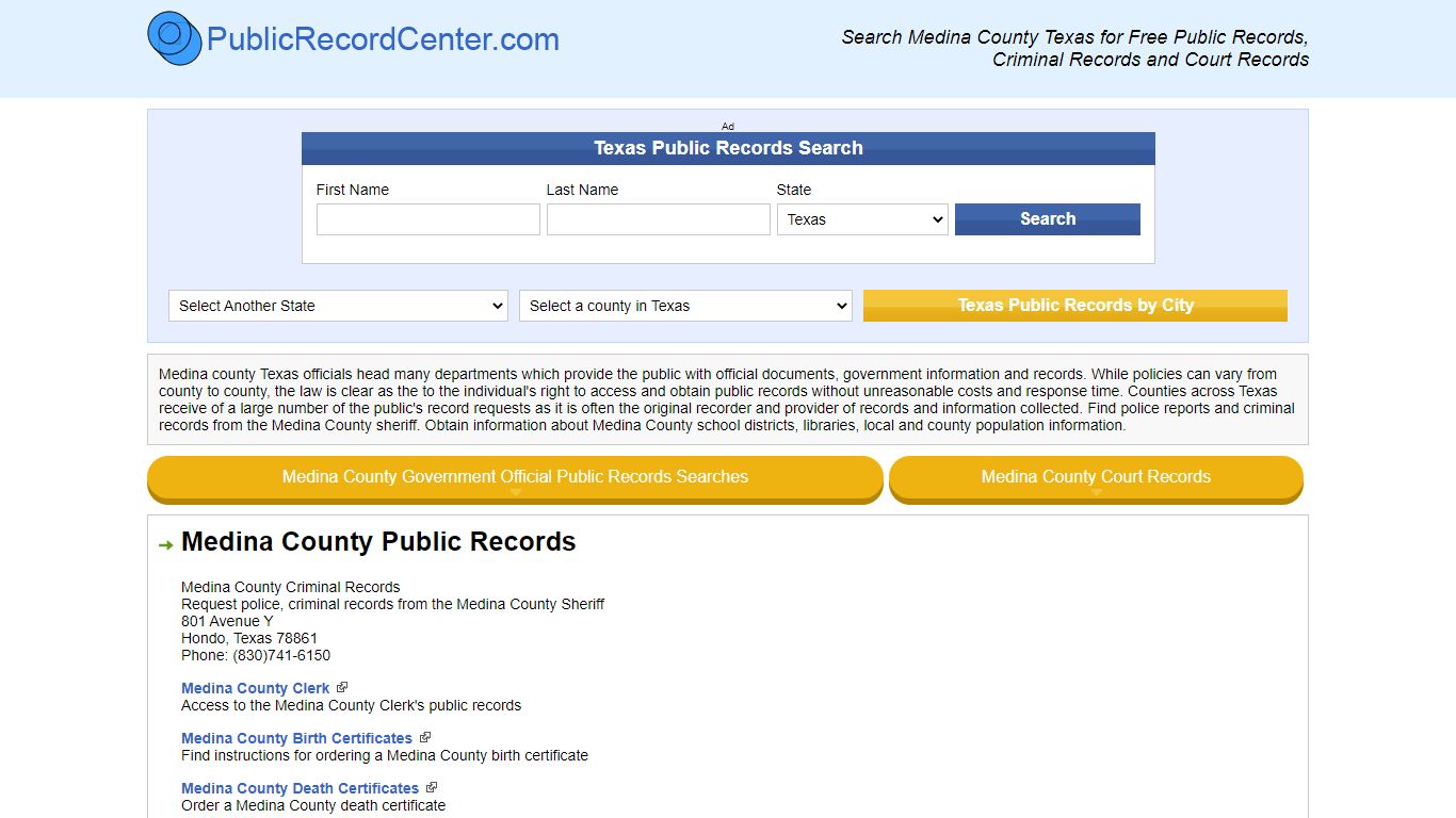 Medina County Texas Free Public Records - Court Records ...
